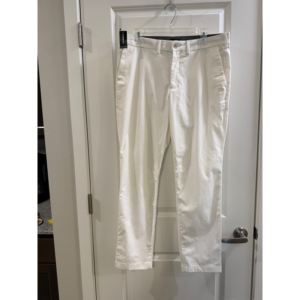 Express Mens White Chino Pants Trousers W33 L30 New With Tags Business Casual